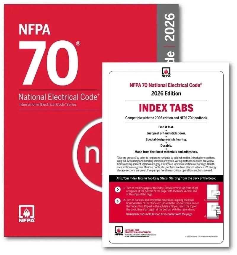 NFPA 70, National Electrical Code (NEC) 2026 Edition + index tab