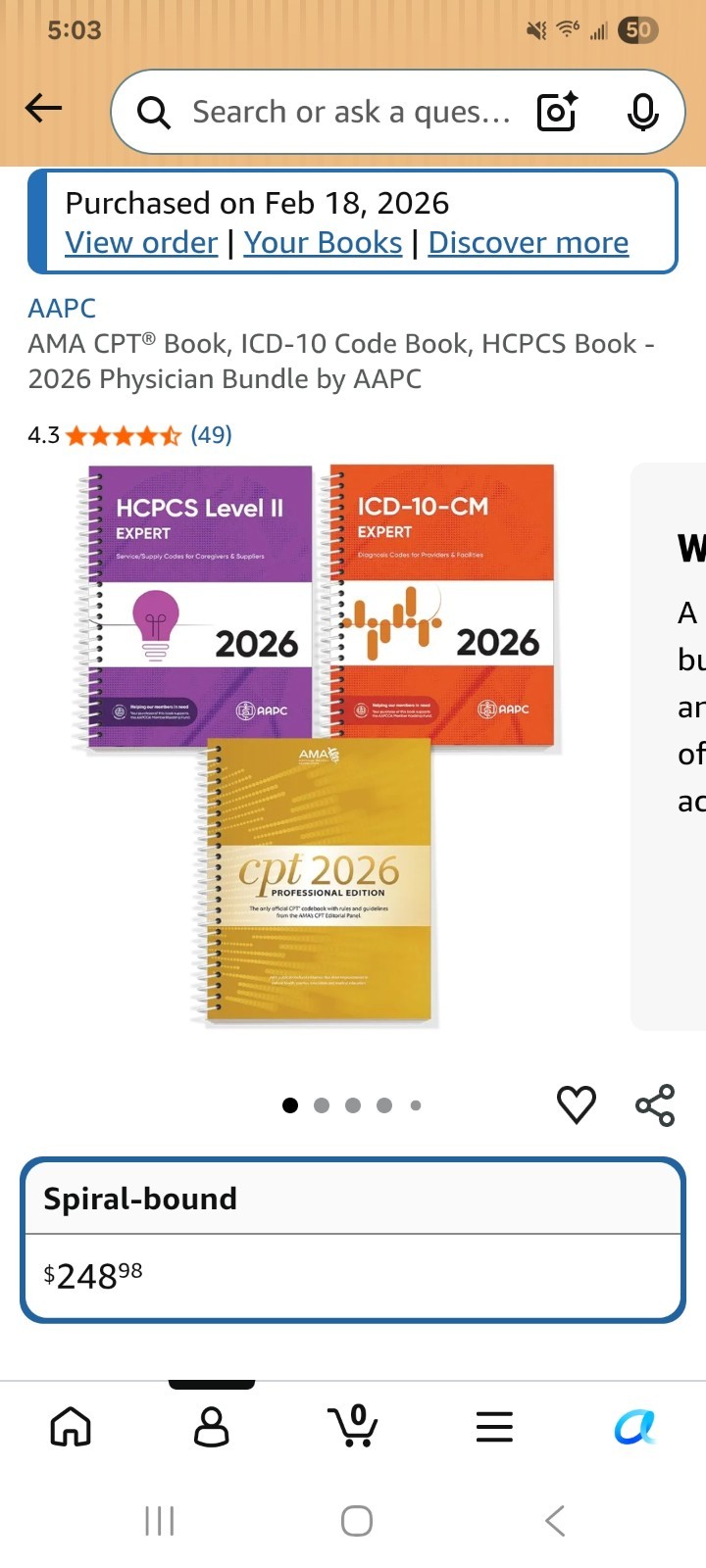 AAPC 2026 Spiral-Bound ICD-10-CM Expert HCPCS Level II Expert CPT Book