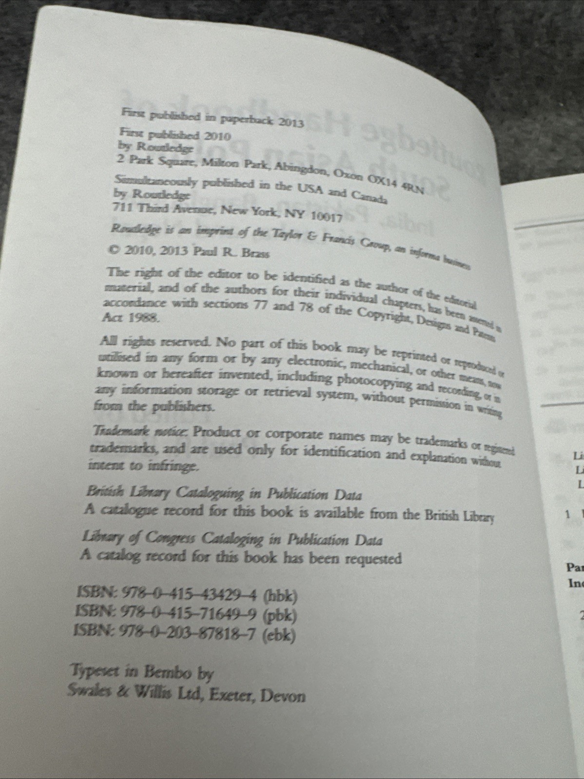 Routledge Handbook of South Asian Politics : India, Pakistan, Bangladesh, Sri…