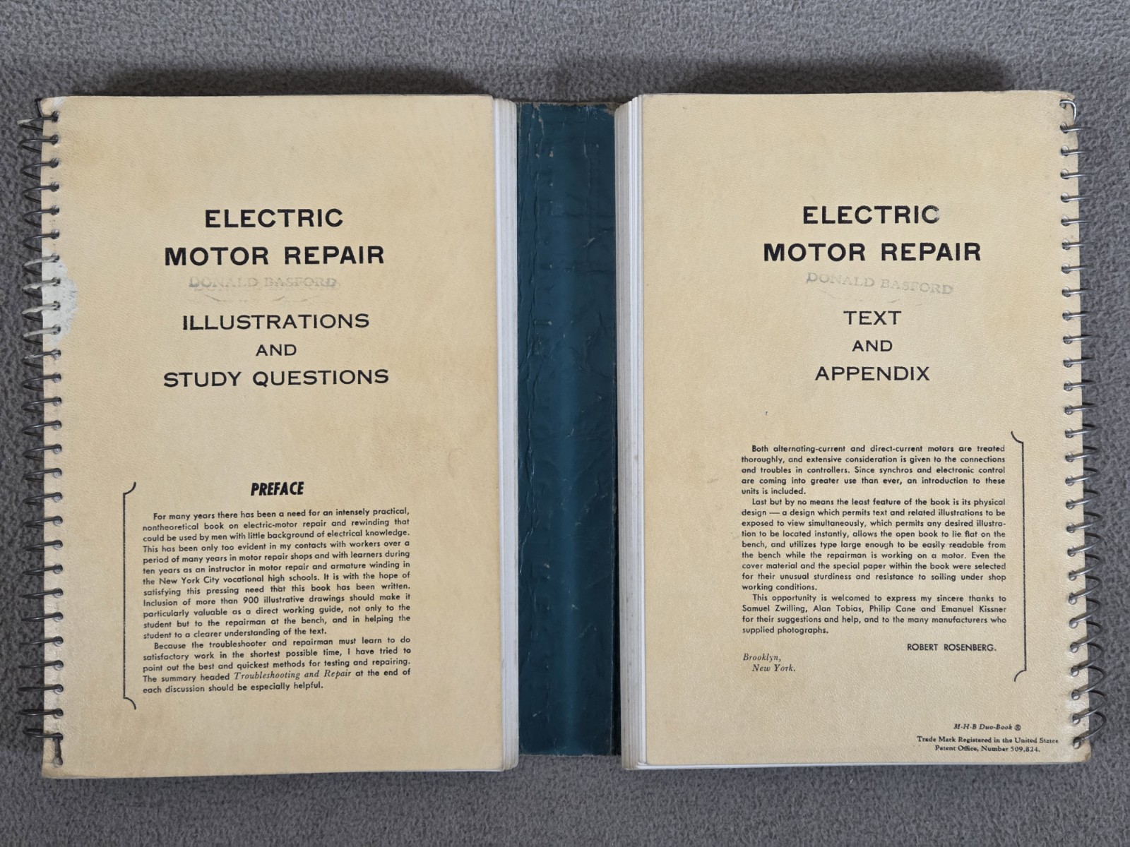 Electric Motor Repair Robert Rosenberg Double Book Spiral Bound 1951